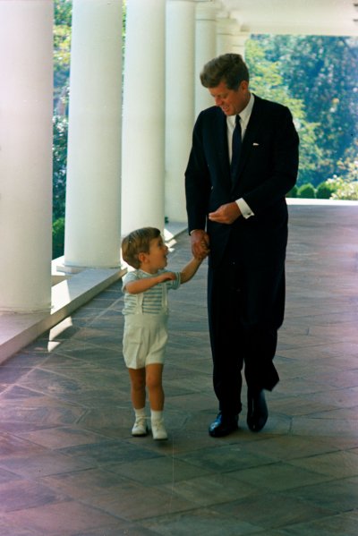 Kennedy at age two with his father in the White House