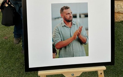 Poster created by Sgt. Major (Res) Omri Michaeli’s family, soliciting memories from attendees at his October 11, 2023 funeral in Nes Ziona. (ToI)
