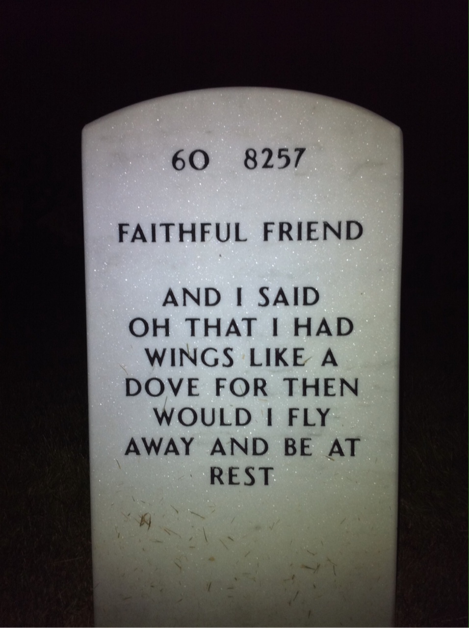 Back of headstone — Cory Palmer