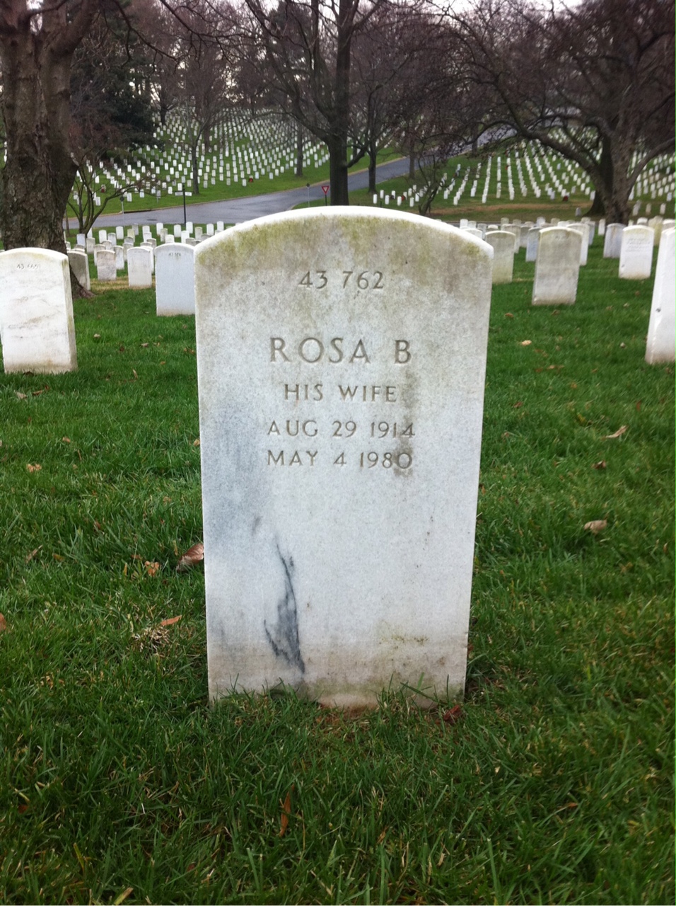 Back of headstone — Rosa Miller