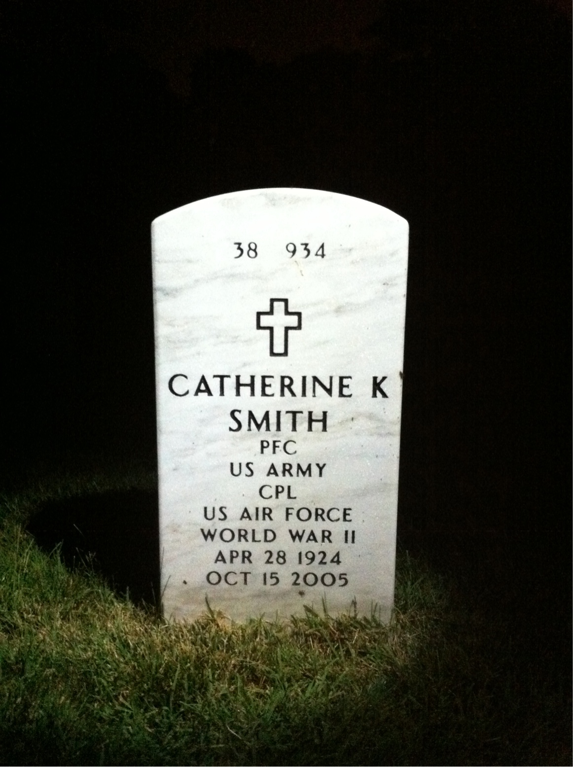 Back of headstone — Catherine Smith