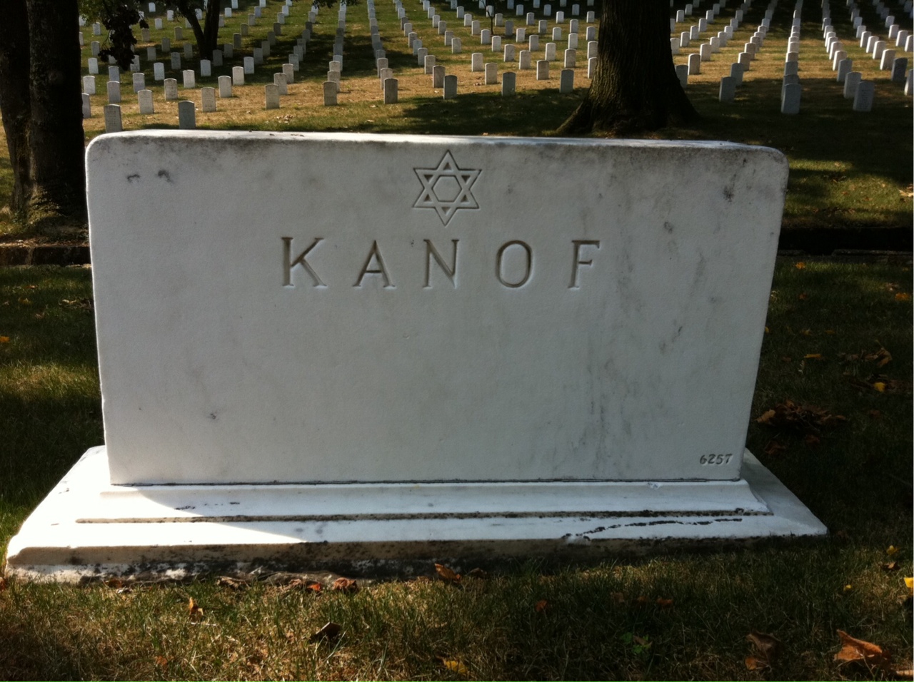 Back of headstone — Irving Kanof
