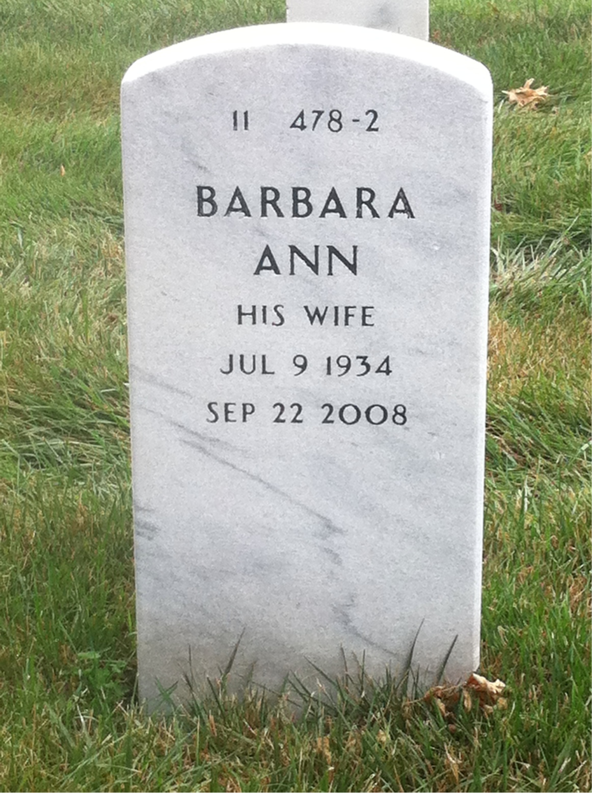 Back of headstone — George Welsh