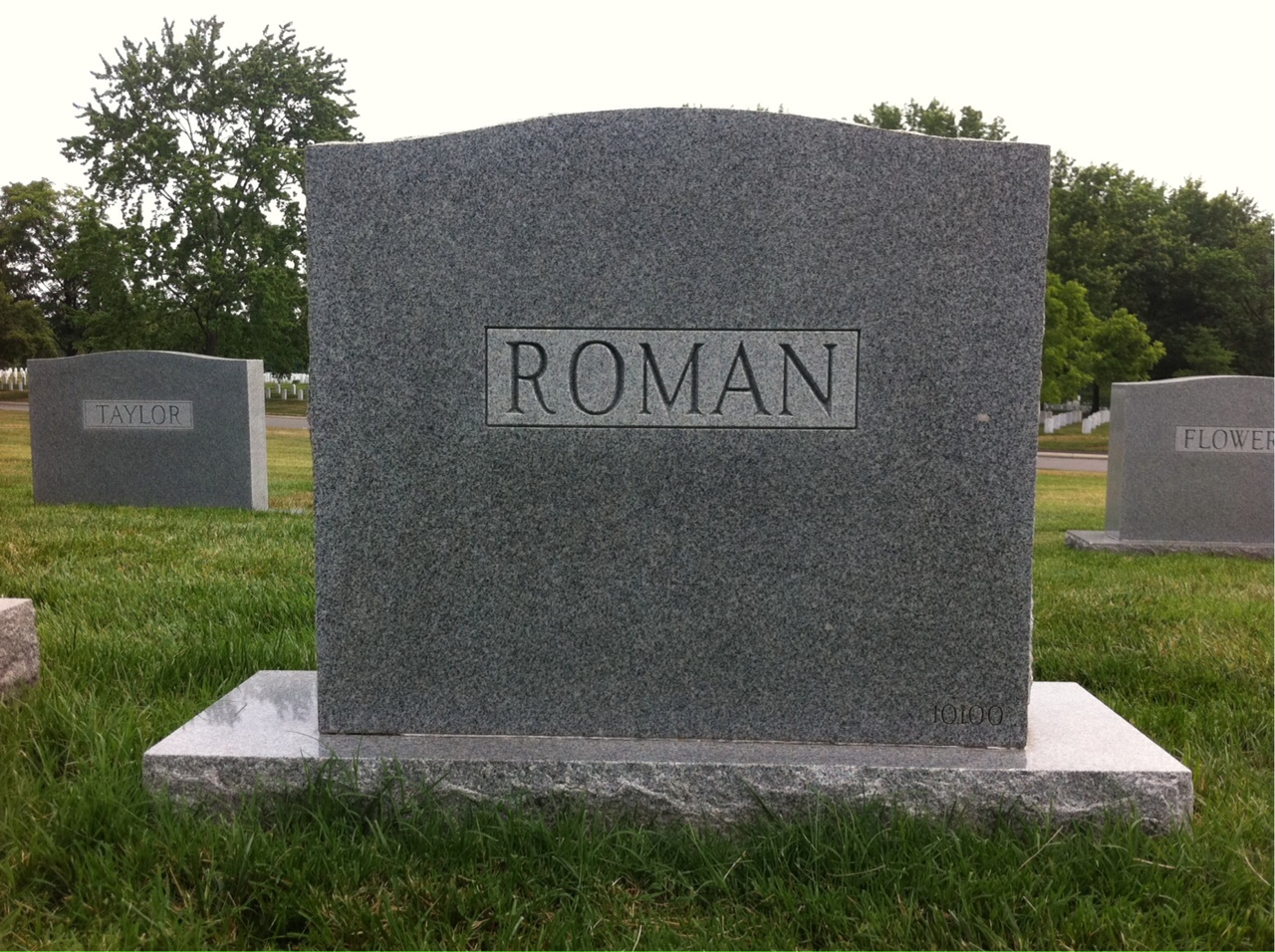 Back of headstone — Daniel Roman