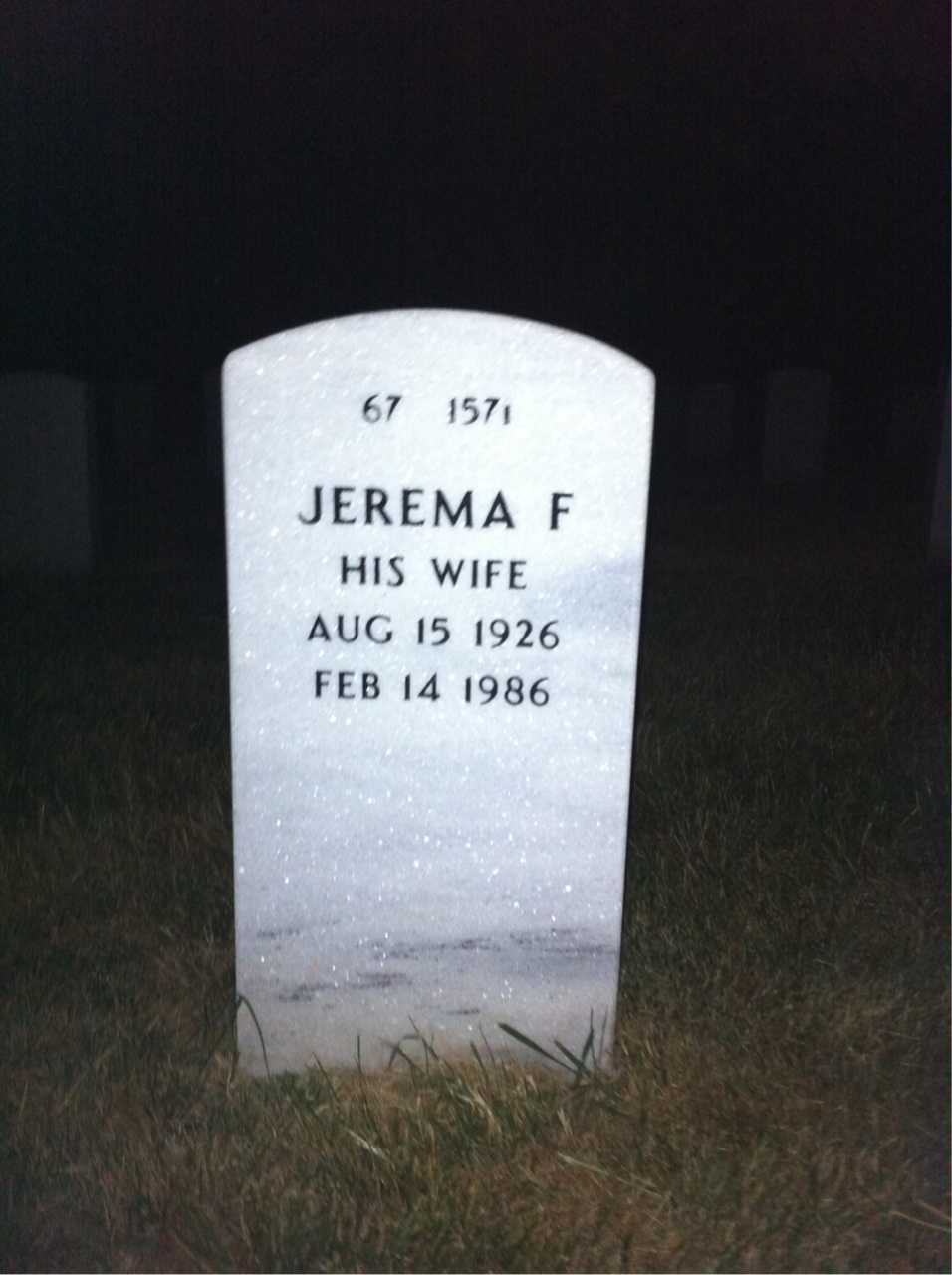 Back of headstone — Walter Lemaster