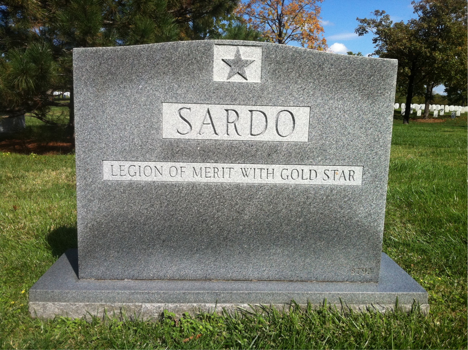 Back of headstone — Americo Augusto Sardo