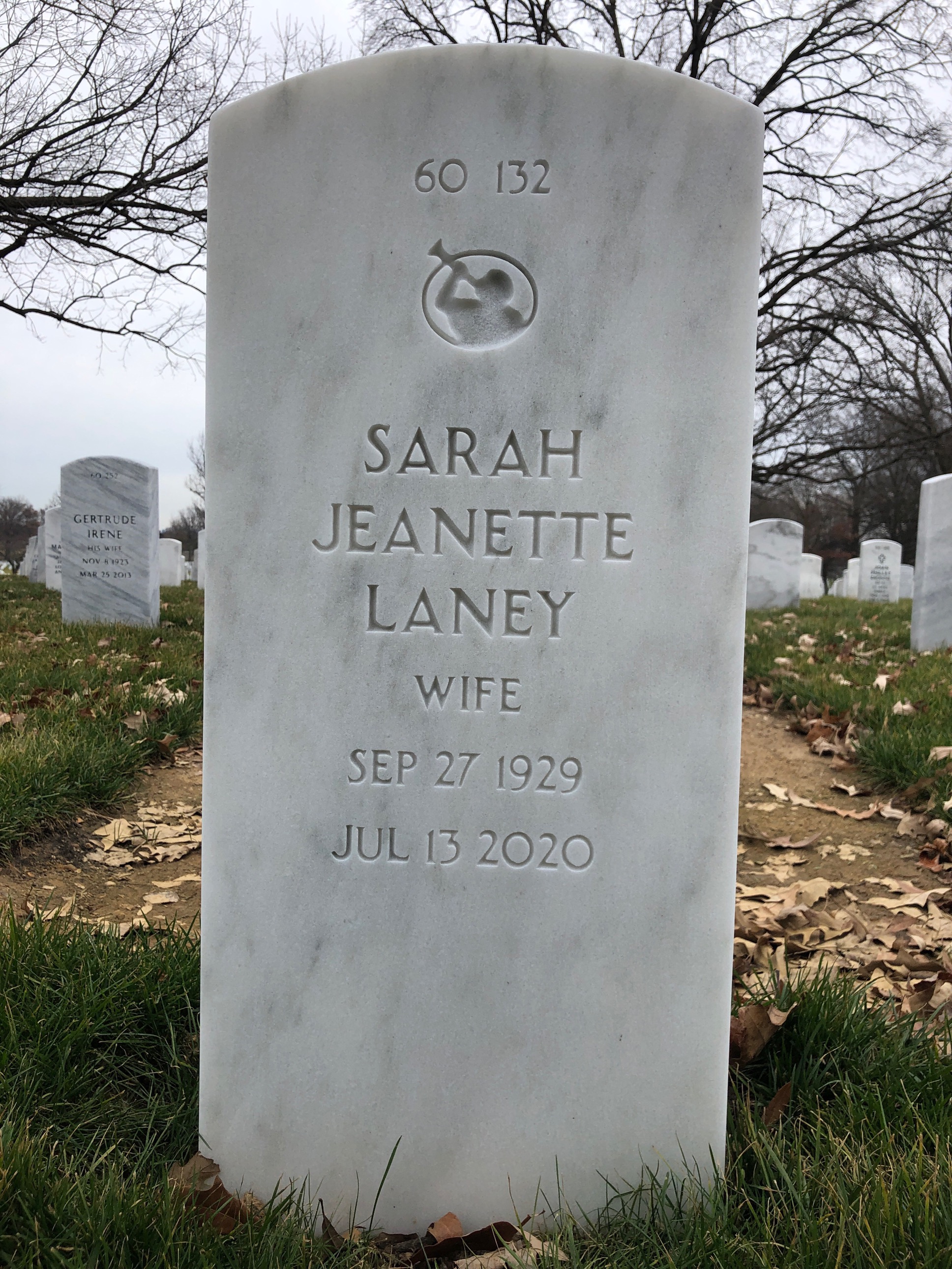 Back of headstone — Ira Laney