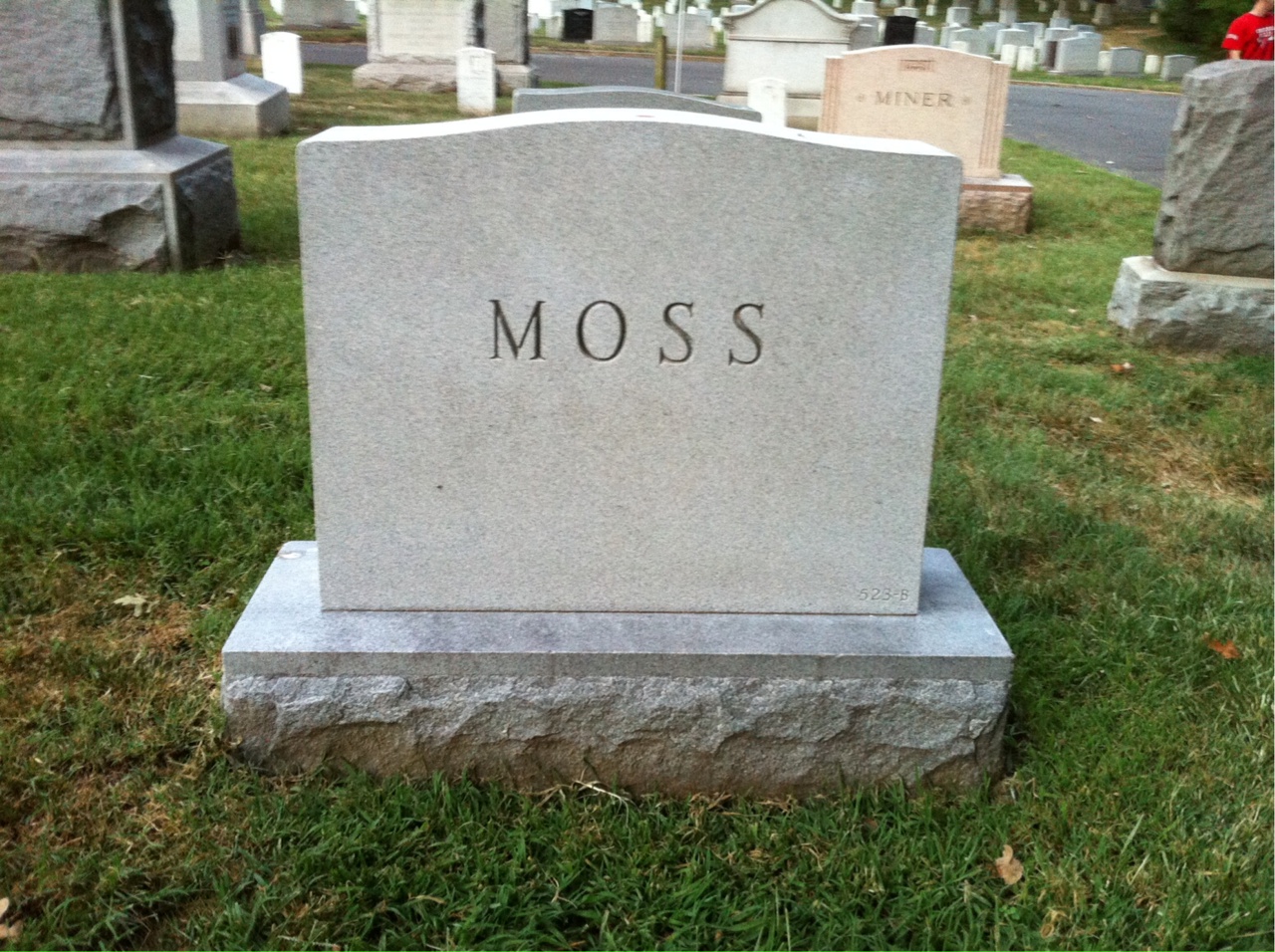 Back of headstone — John Moss