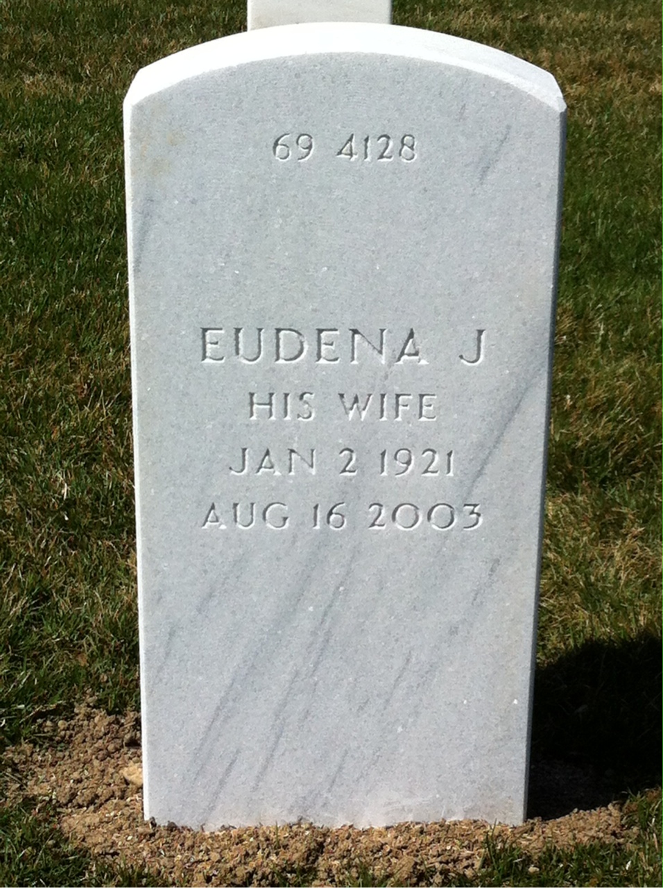 Back of headstone — John Jenista