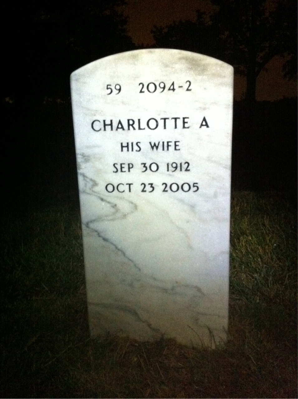 Back of headstone — Harold Van Gorder