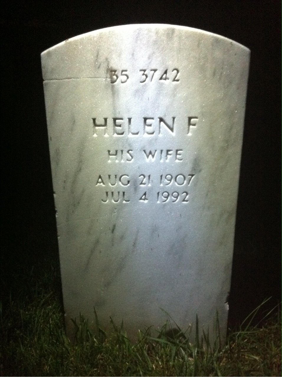 Back of headstone — William Thomas Coyle