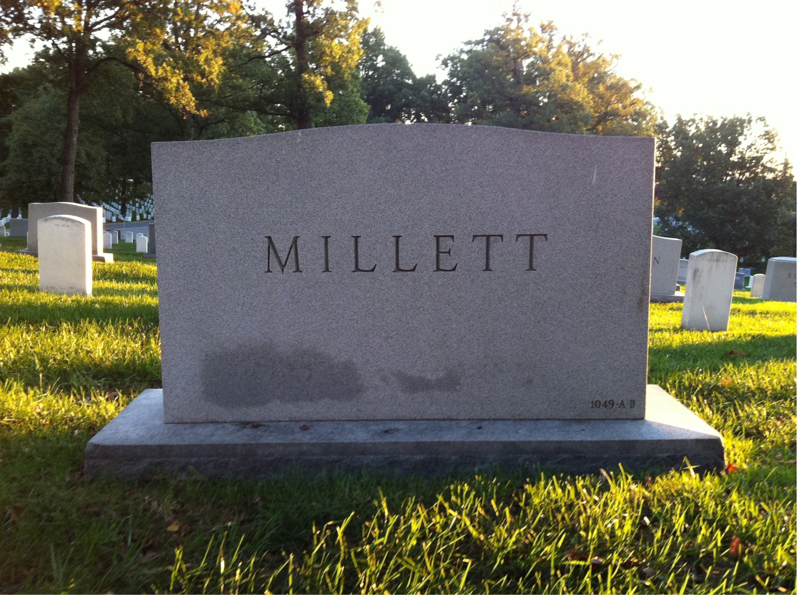 Back of headstone — Ethel Millett