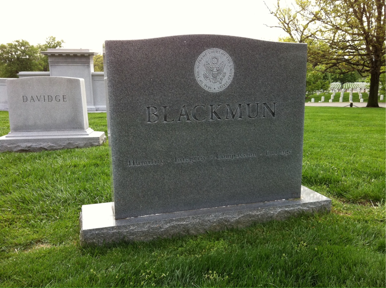 Back of headstone — Harry Blackmun