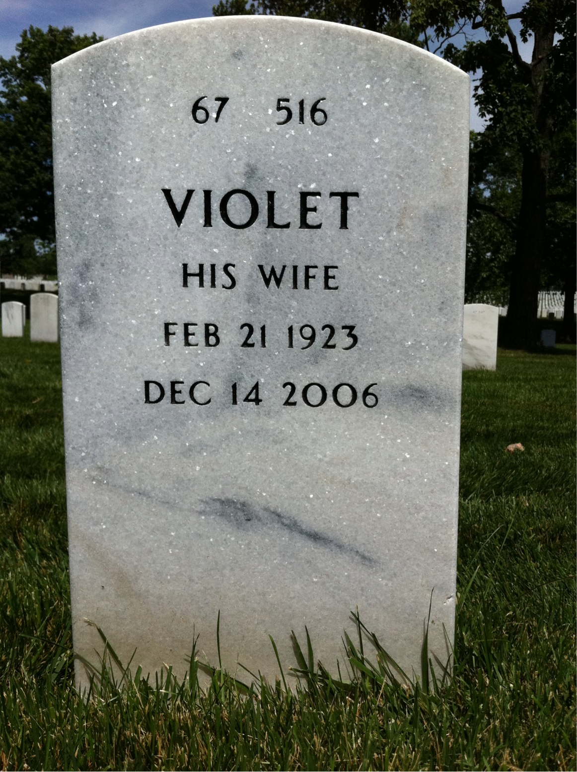Back of headstone — Raymond Morris