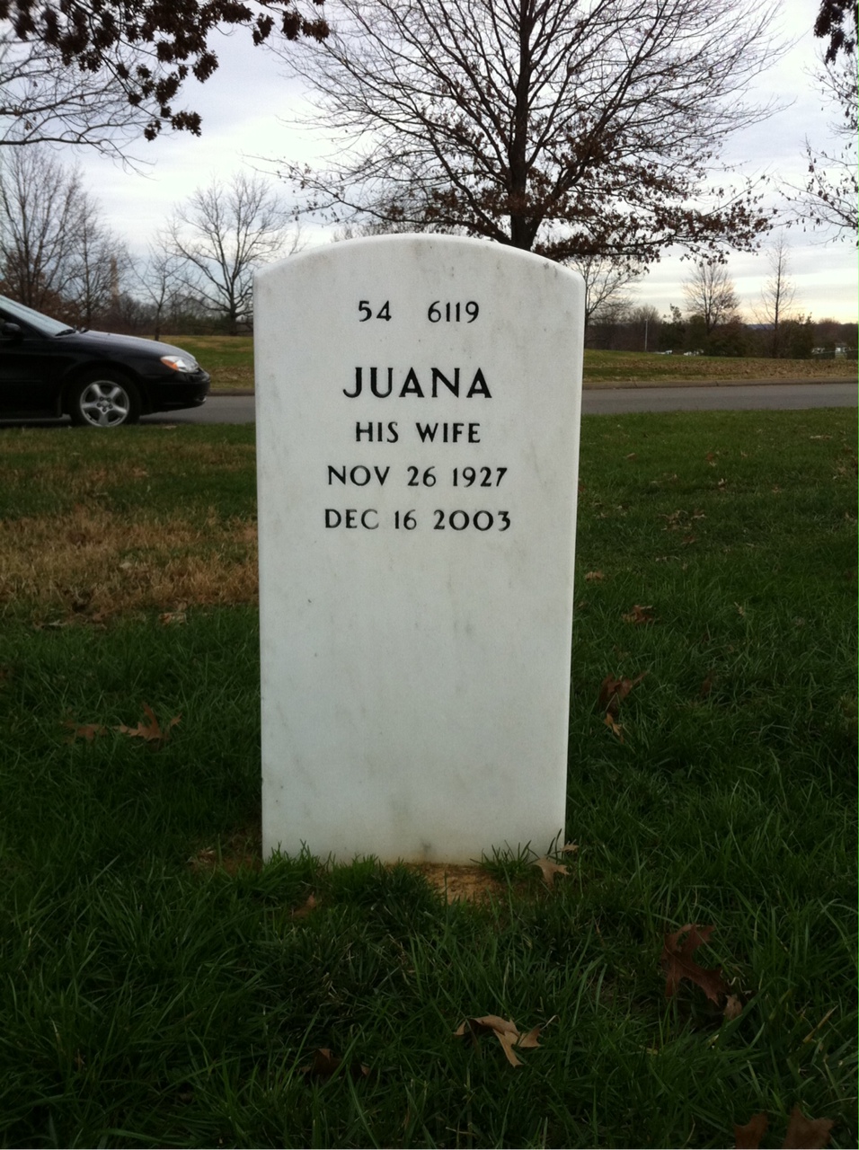 Back of headstone — Robert Hansen