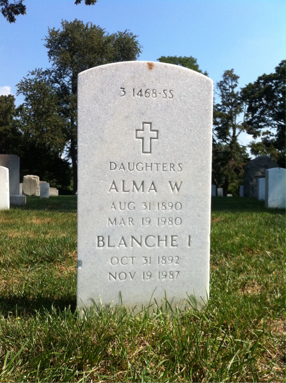 Headstone shared by 3 interments, including James A. Campbell