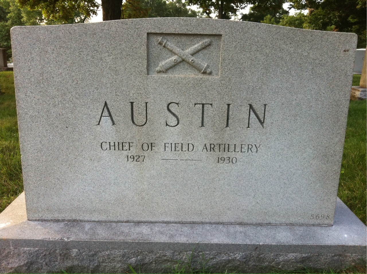 Back of headstone — Fred Austin