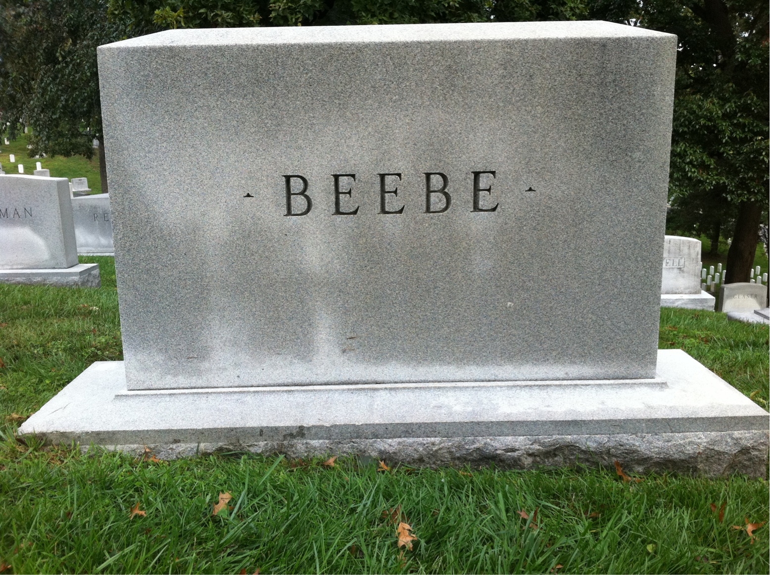 Back of headstone — Lewis Beebe
