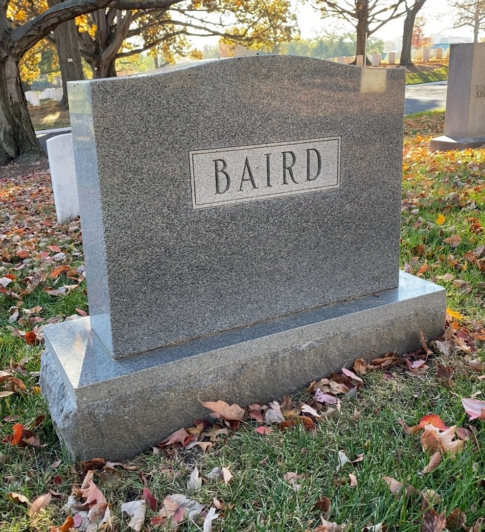 Back of headstone — Weldon Baird