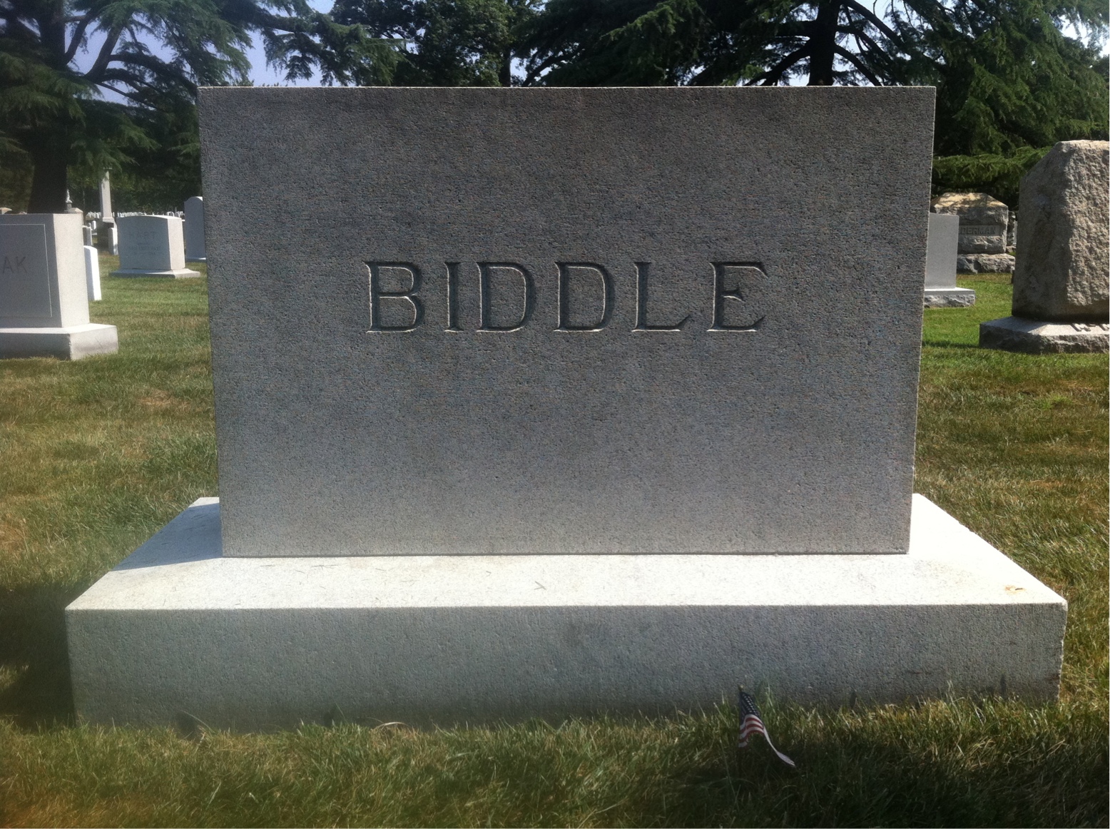 Back of headstone — William Biddle