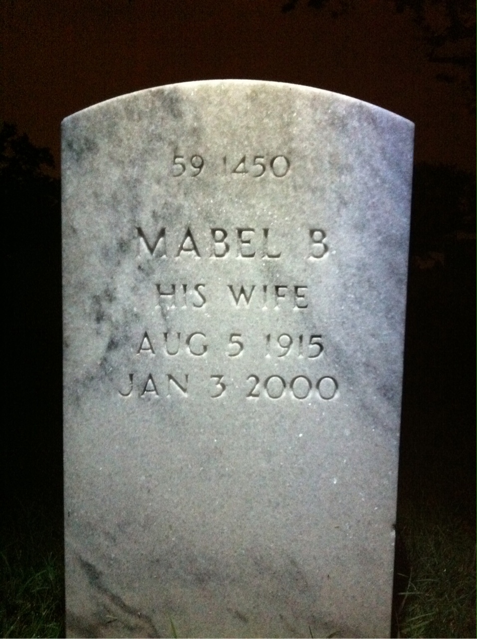 Back of headstone — Carl Adams