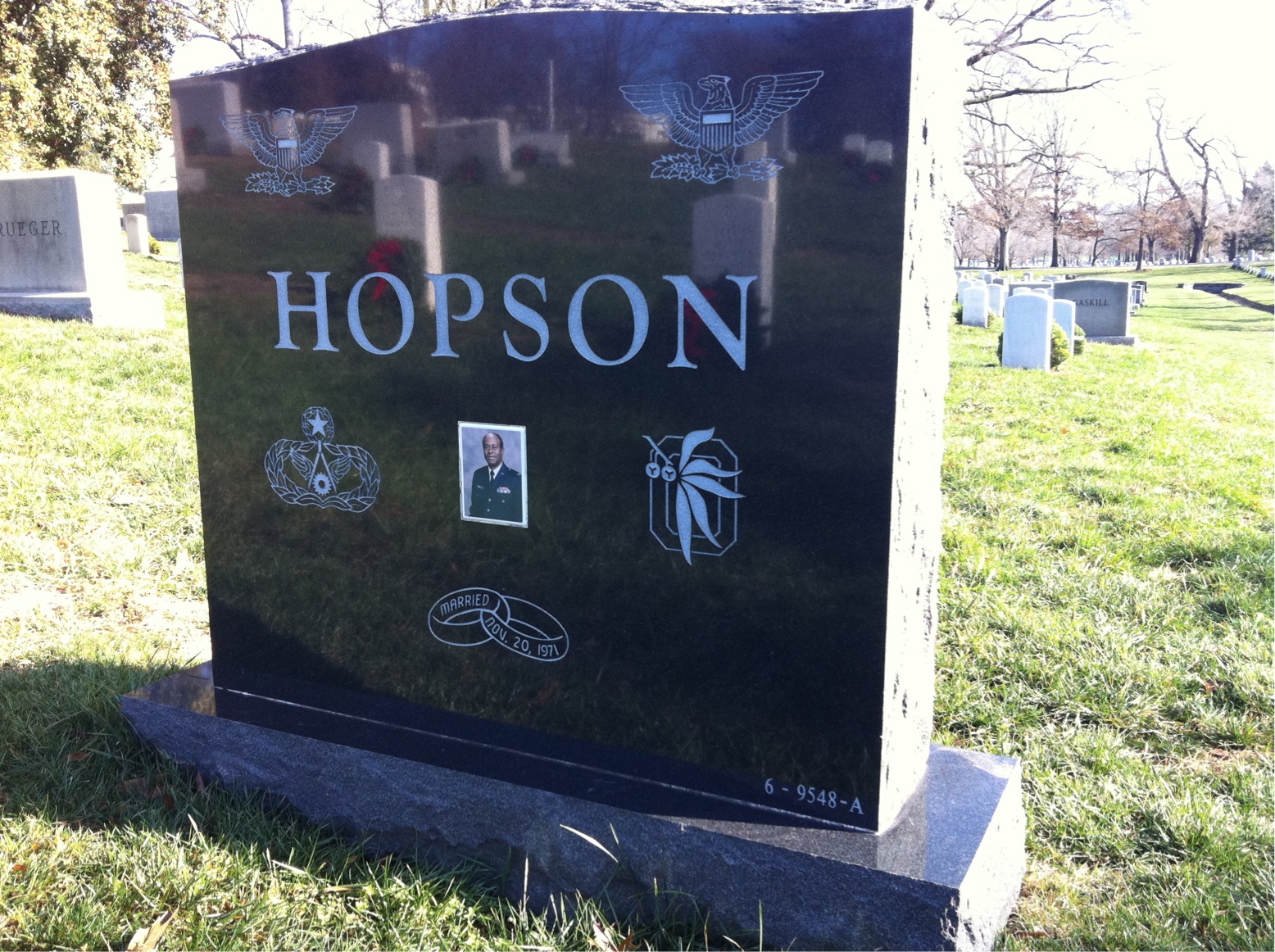 Back of headstone — Hunter Hopson