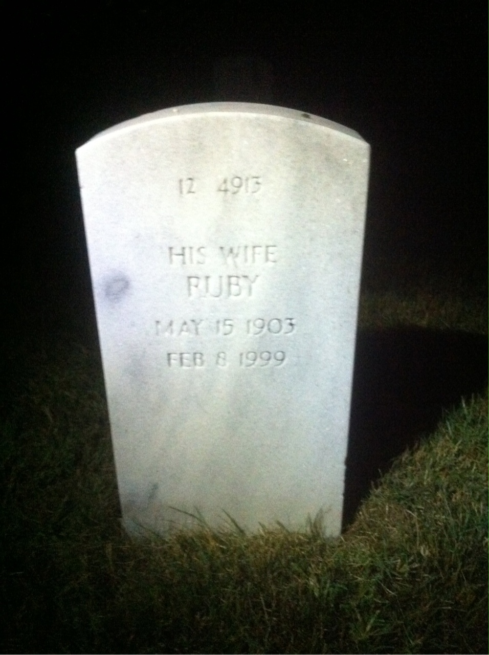 Back of headstone — Ruby Boggs