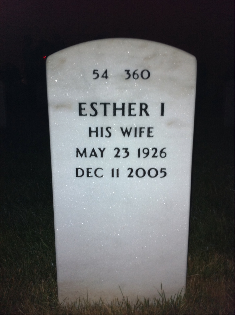 Back of headstone — Walter Johnson