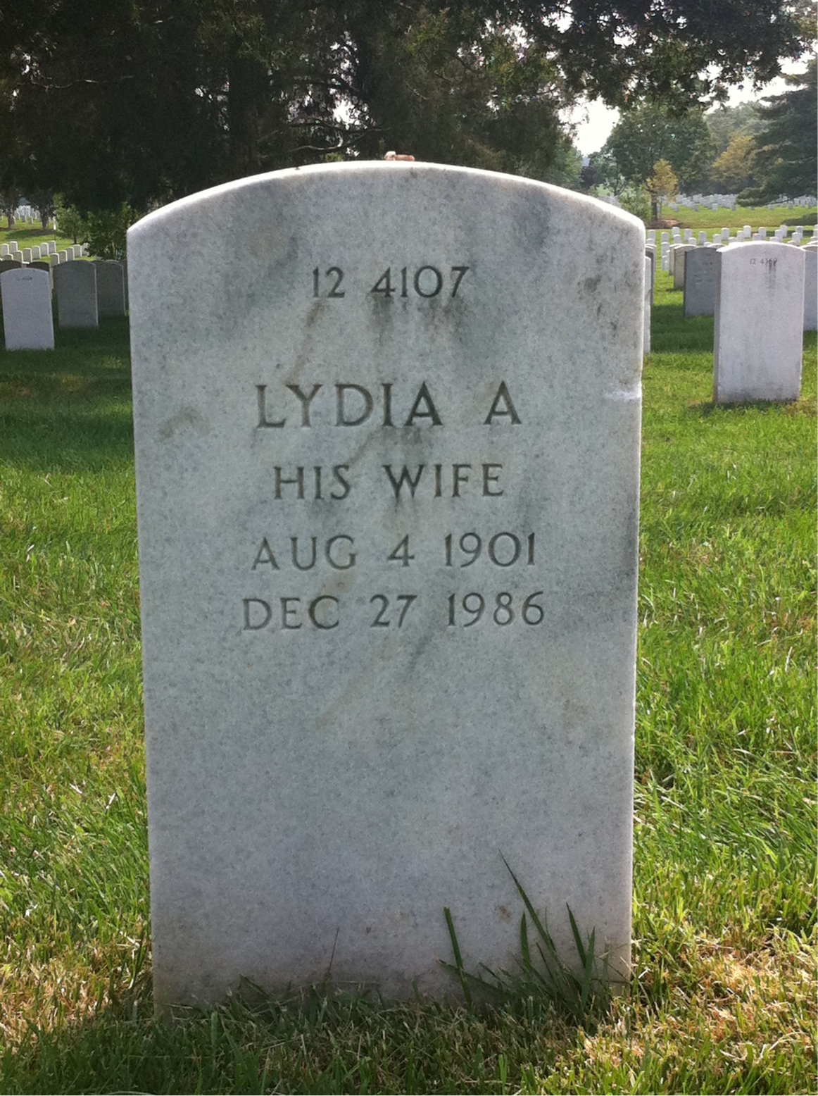 Back of headstone — Lydia Bagdoyan