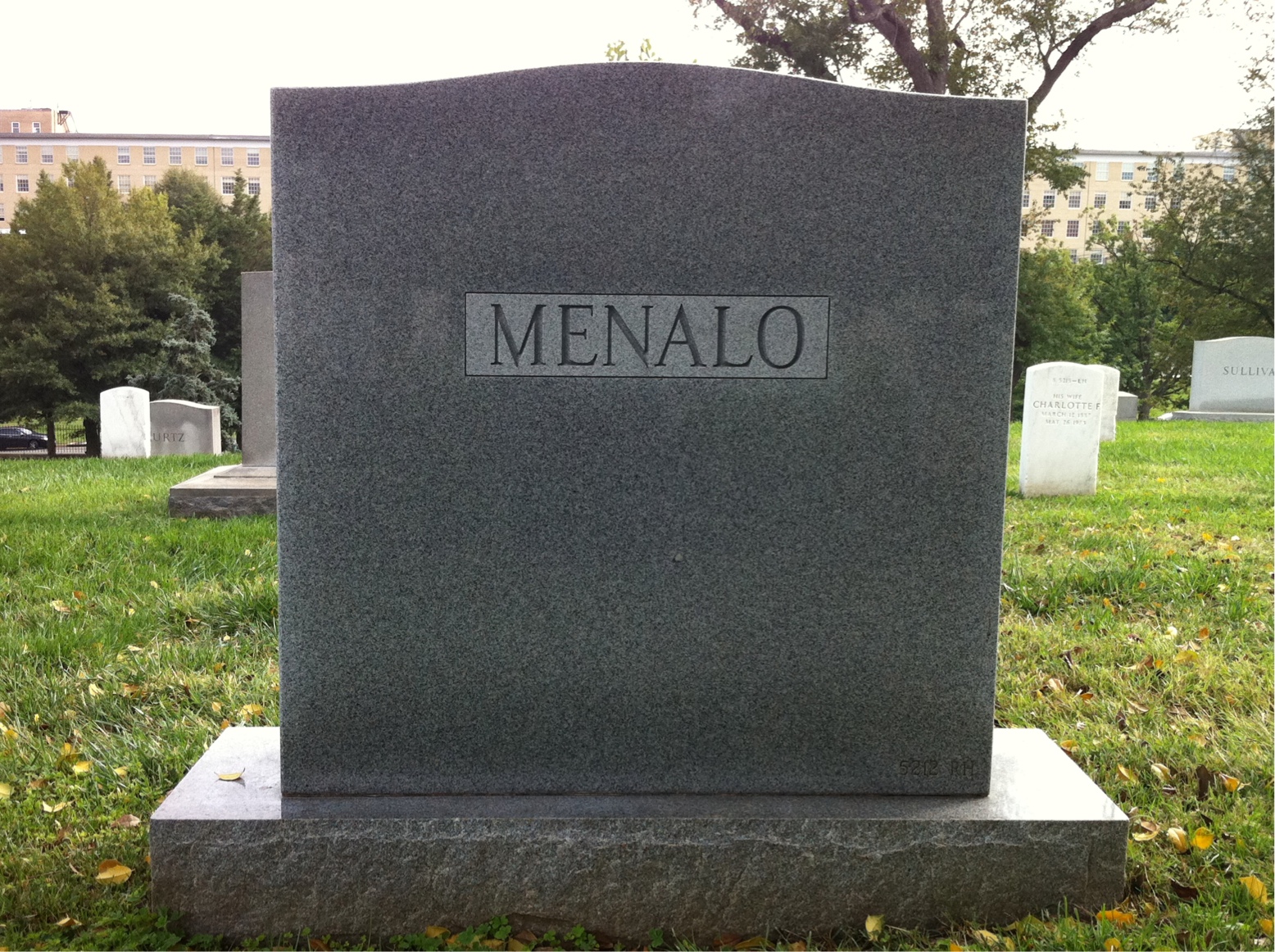 Back of headstone — Bobbie Menalo