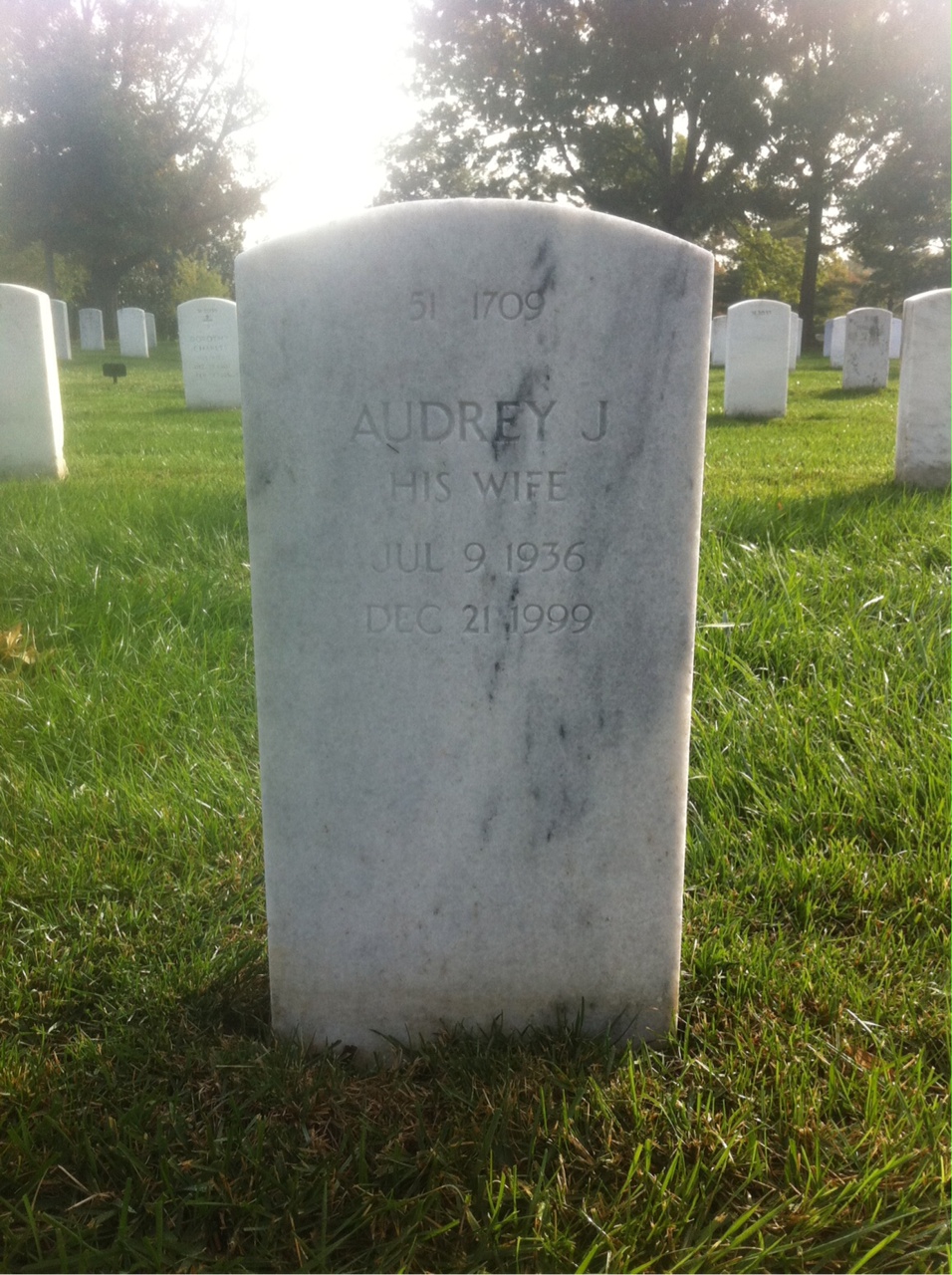 Back of headstone — Audrey Atkinson