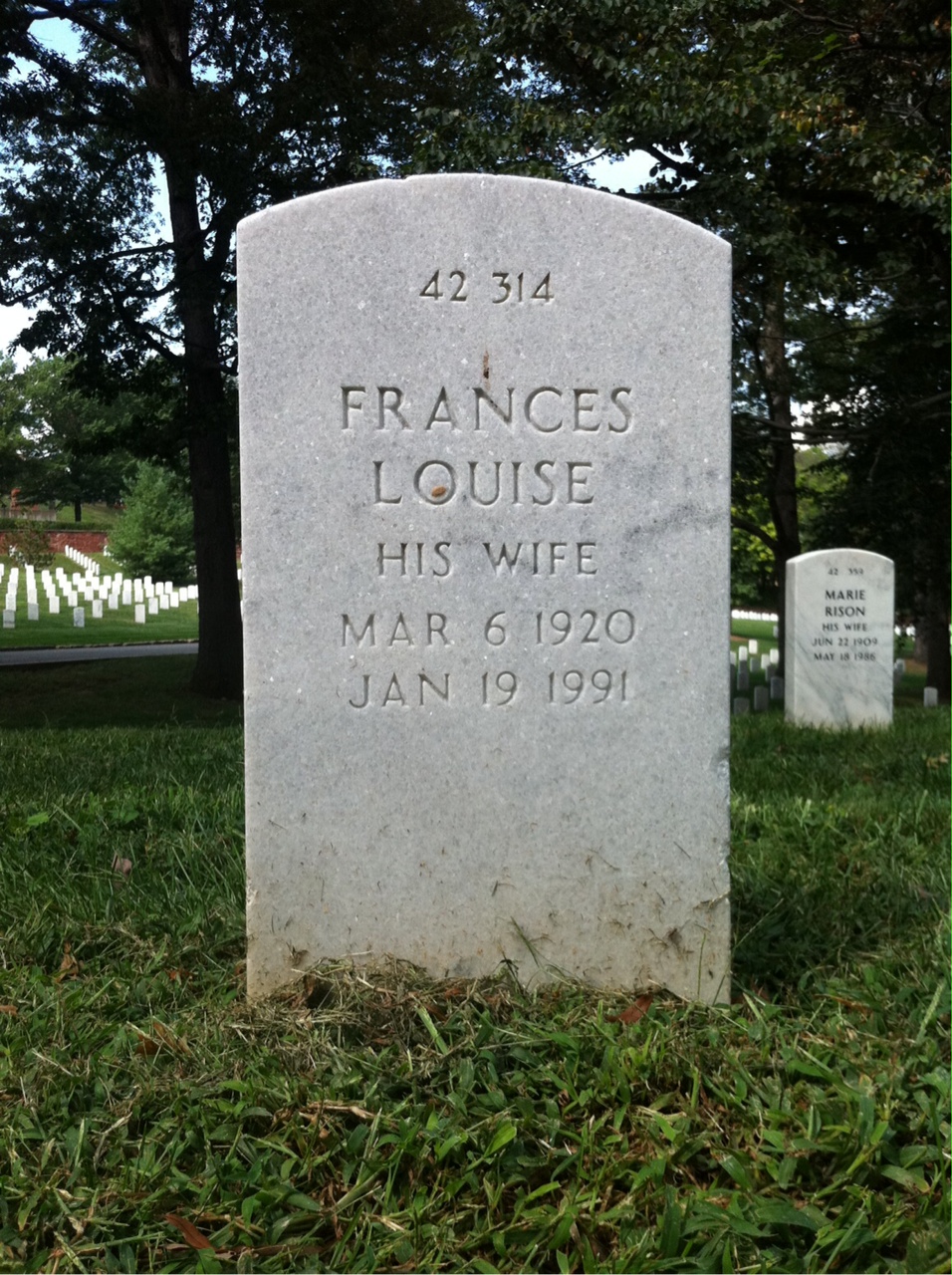 Back of headstone — Frances Balderson