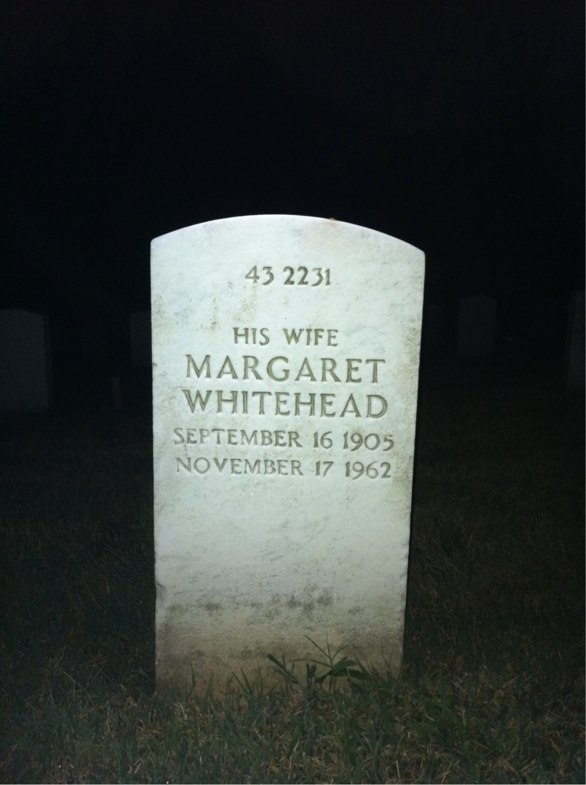 Back of headstone — Margaret Austin