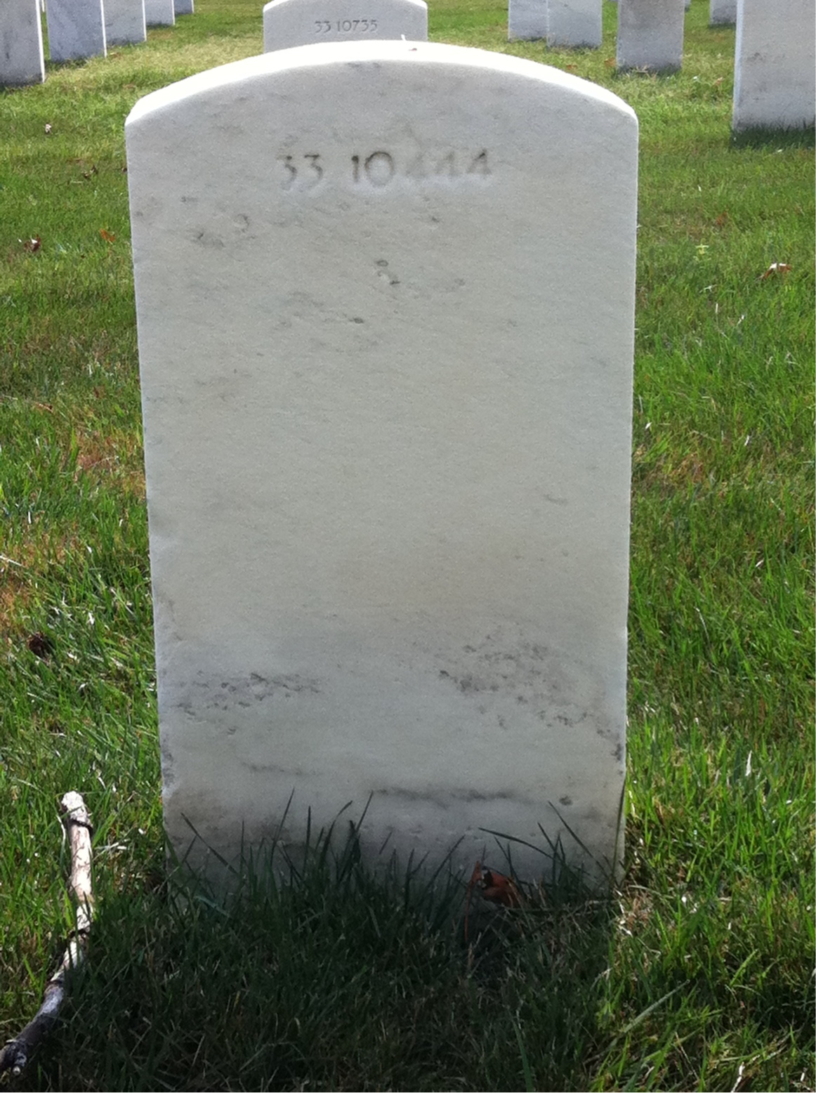 Back of headstone — Harry Adams