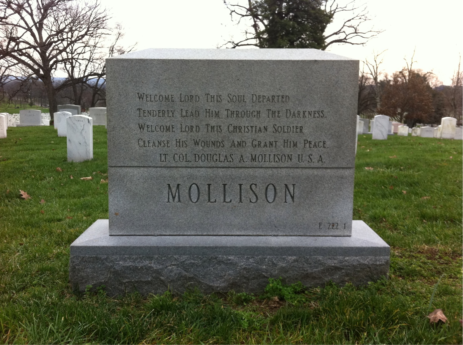Back of headstone — Douglas Mollison