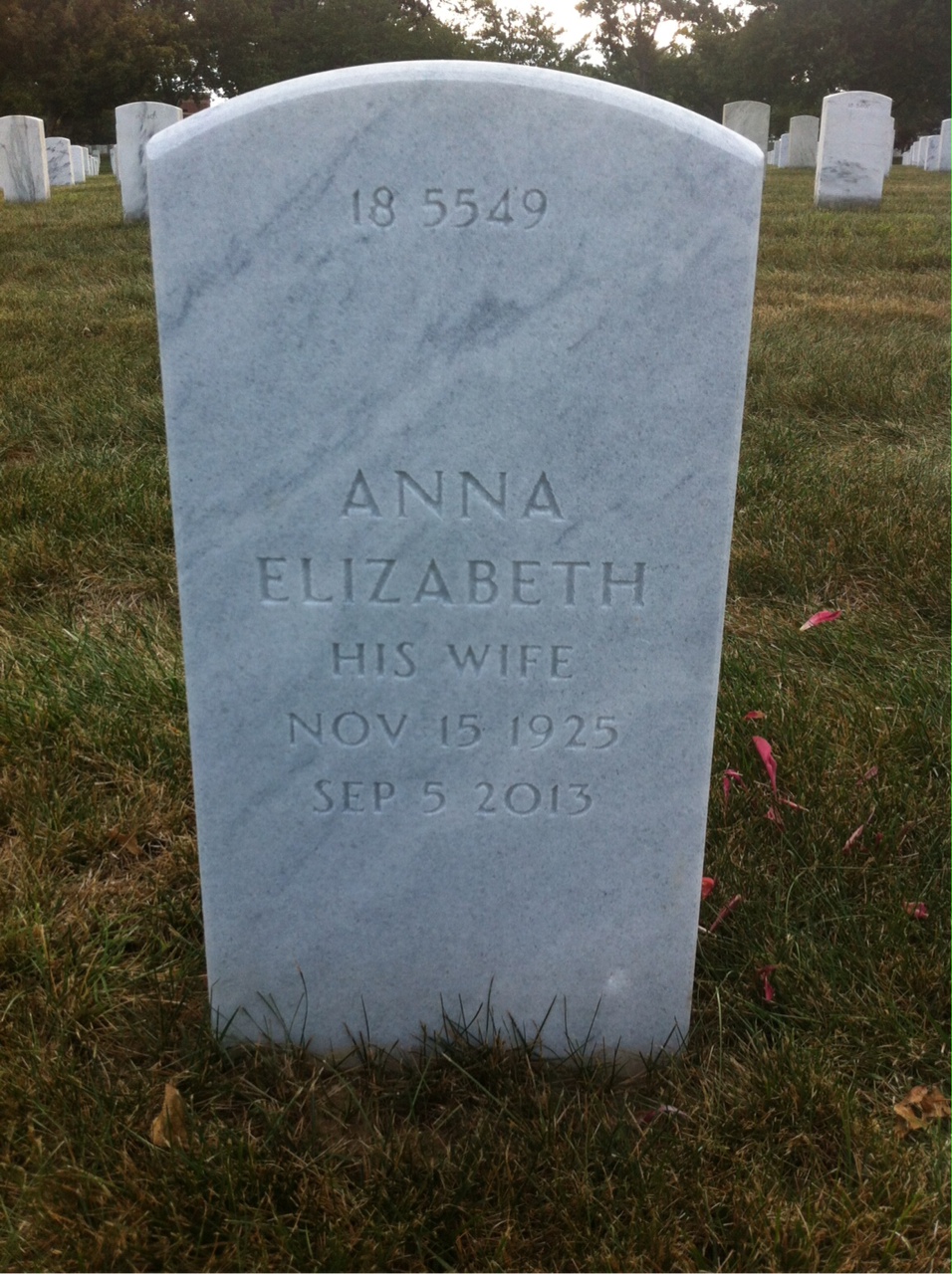 Back of headstone — William R Craig