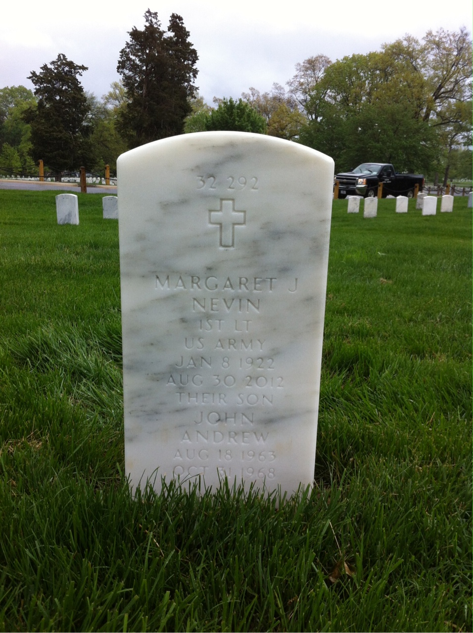 Back of headstone — Joseph Nevin