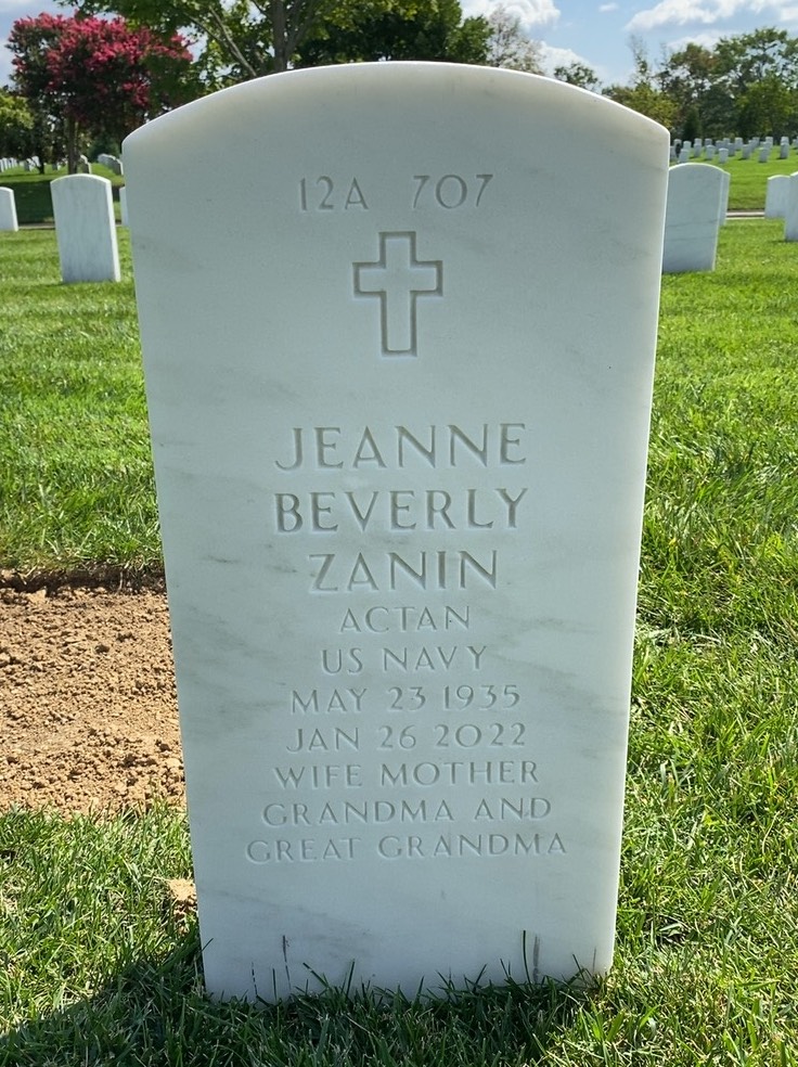 Back of headstone — Wilbur Francis Zanin
