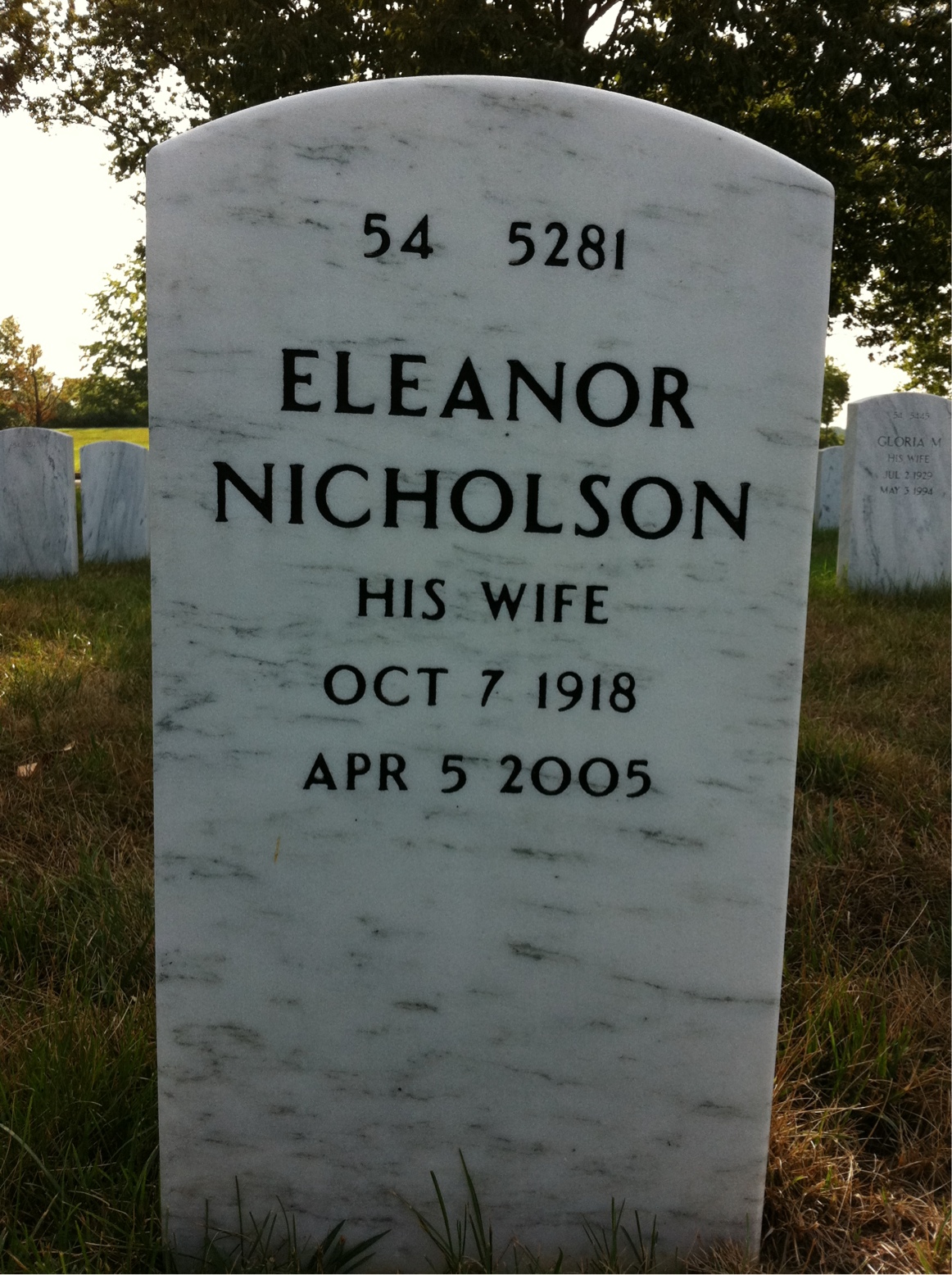 Back of headstone — B Holland