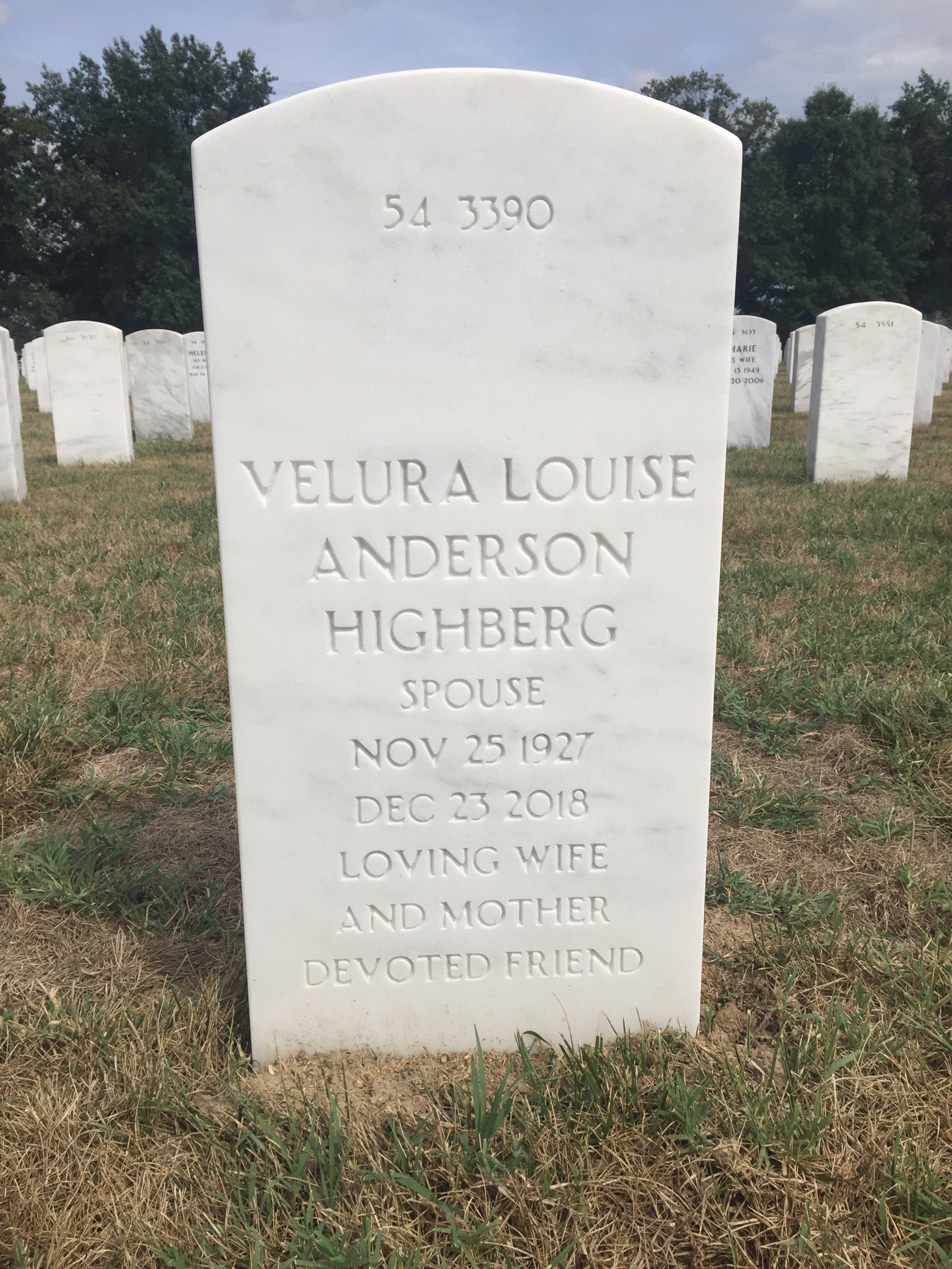 Back of headstone — Roy Highberg