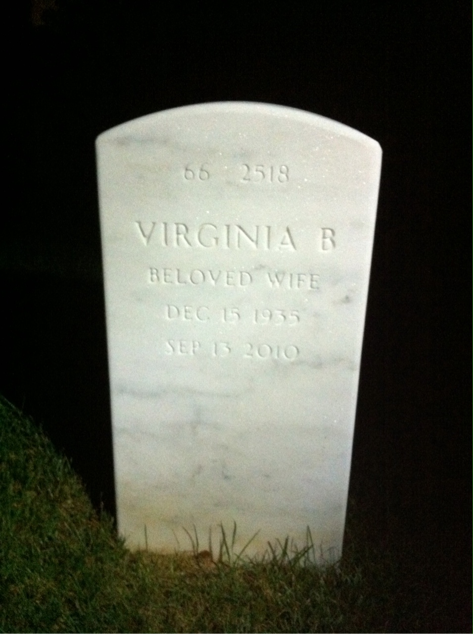 Back of headstone — Fredrick Van Der Wal