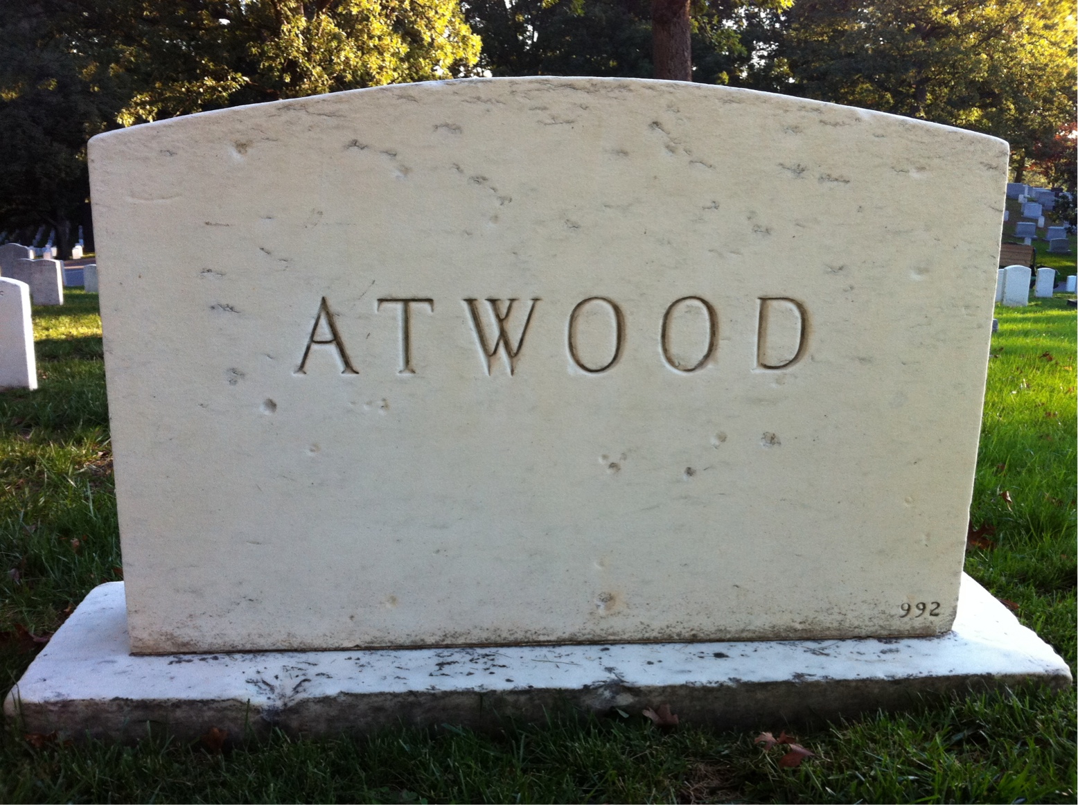Back of headstone — Downs Atwood