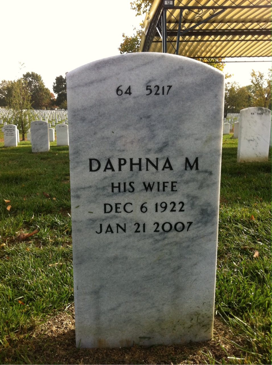 Back of headstone — Duane Wallace
