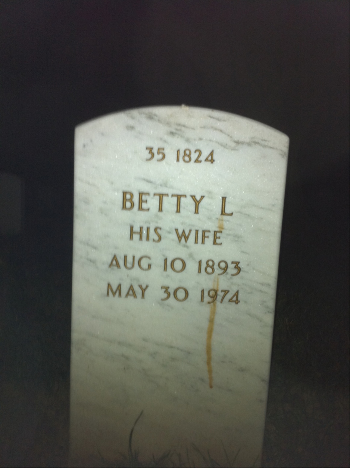 Back of headstone — Betty Morelock