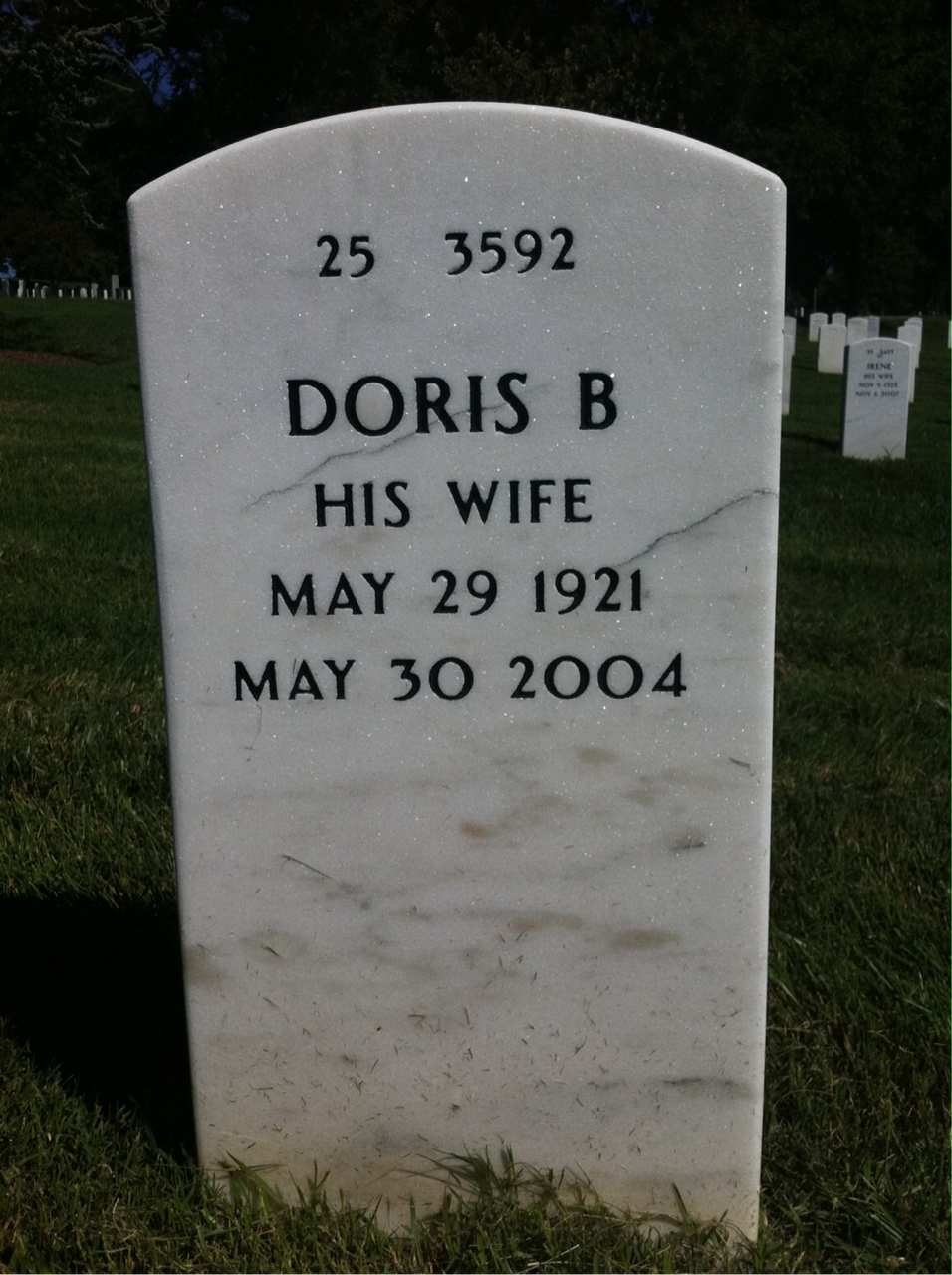 Back of headstone — Kenneth Curry