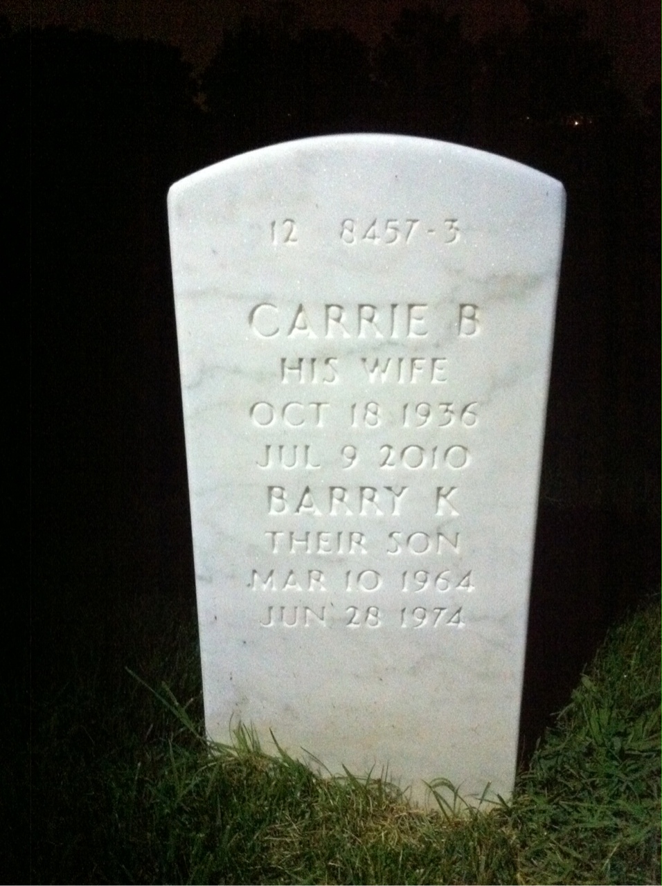 Back of headstone — Walter Armstead