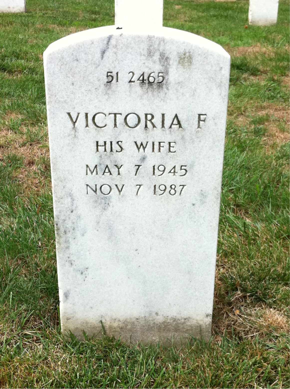 Back of headstone — Victoria Morgan