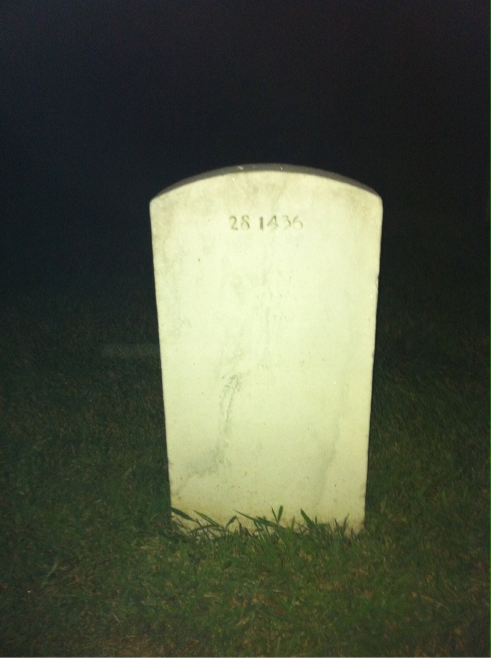 Back of headstone — Harry U Matheny