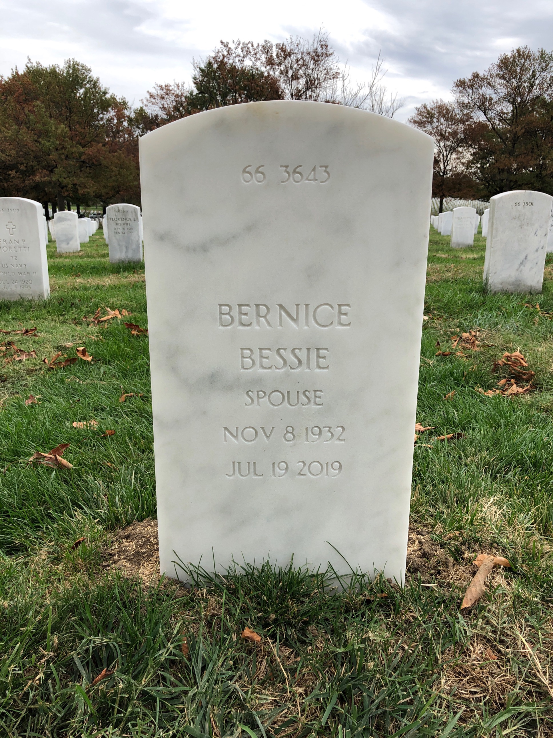 Back of headstone — John W Day