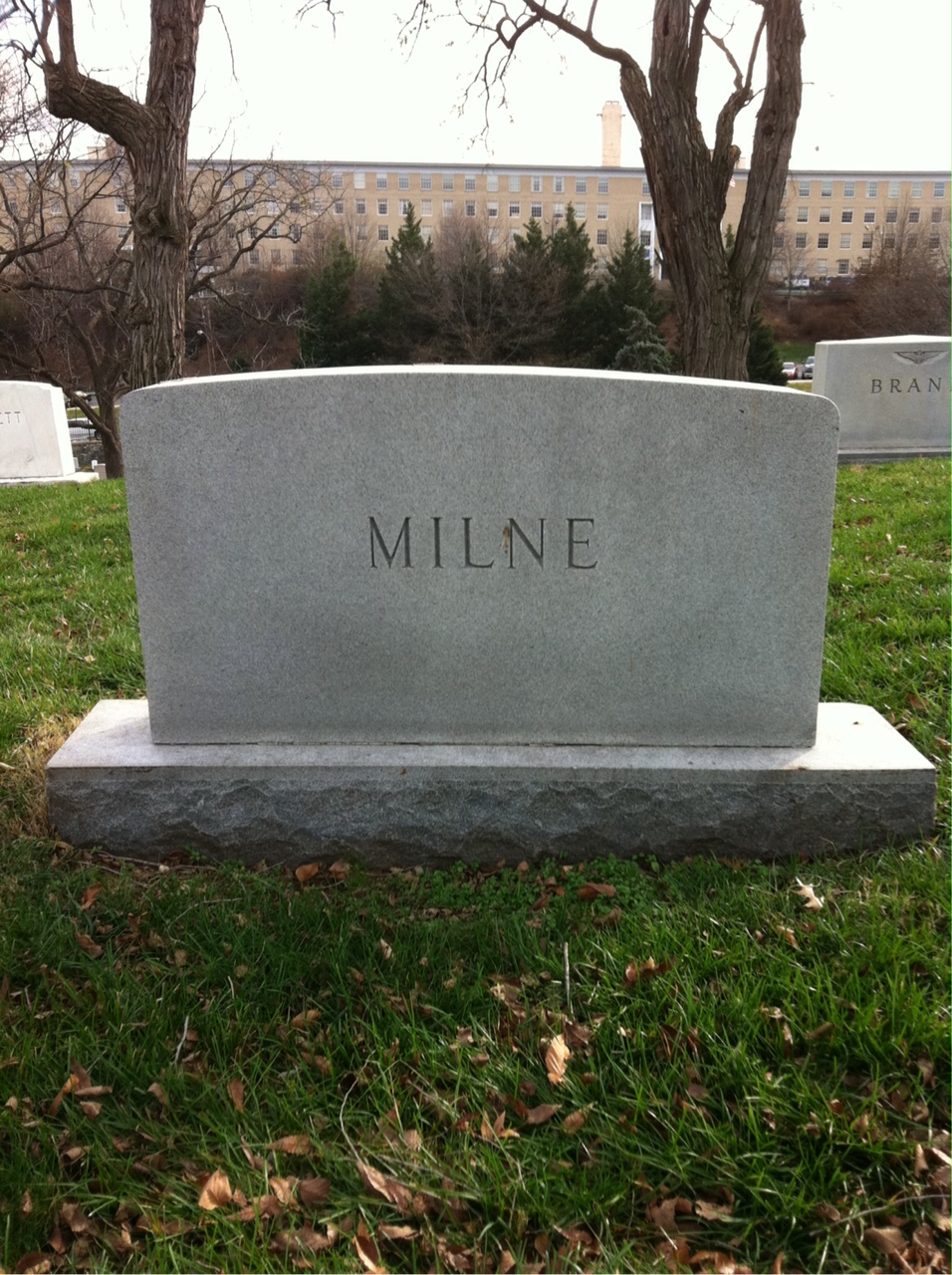 Back of headstone — Louis Milne